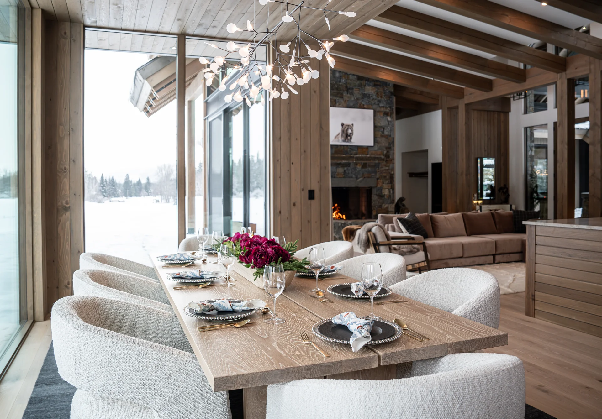 Dining area with mountain views